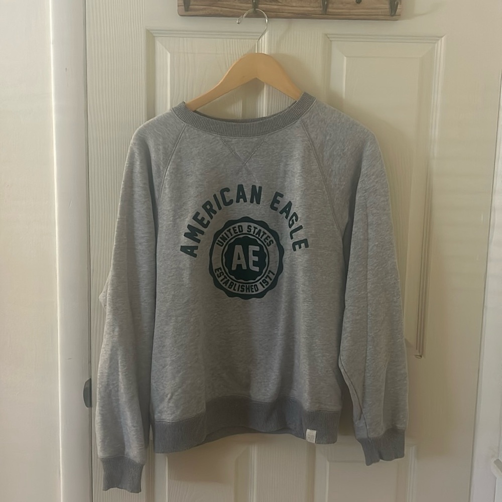 Grey/Green American Eagle Crewneck